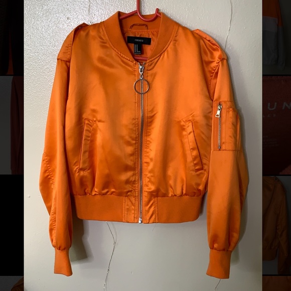 Forever 2 Satin Bomber Jacket Orange 
